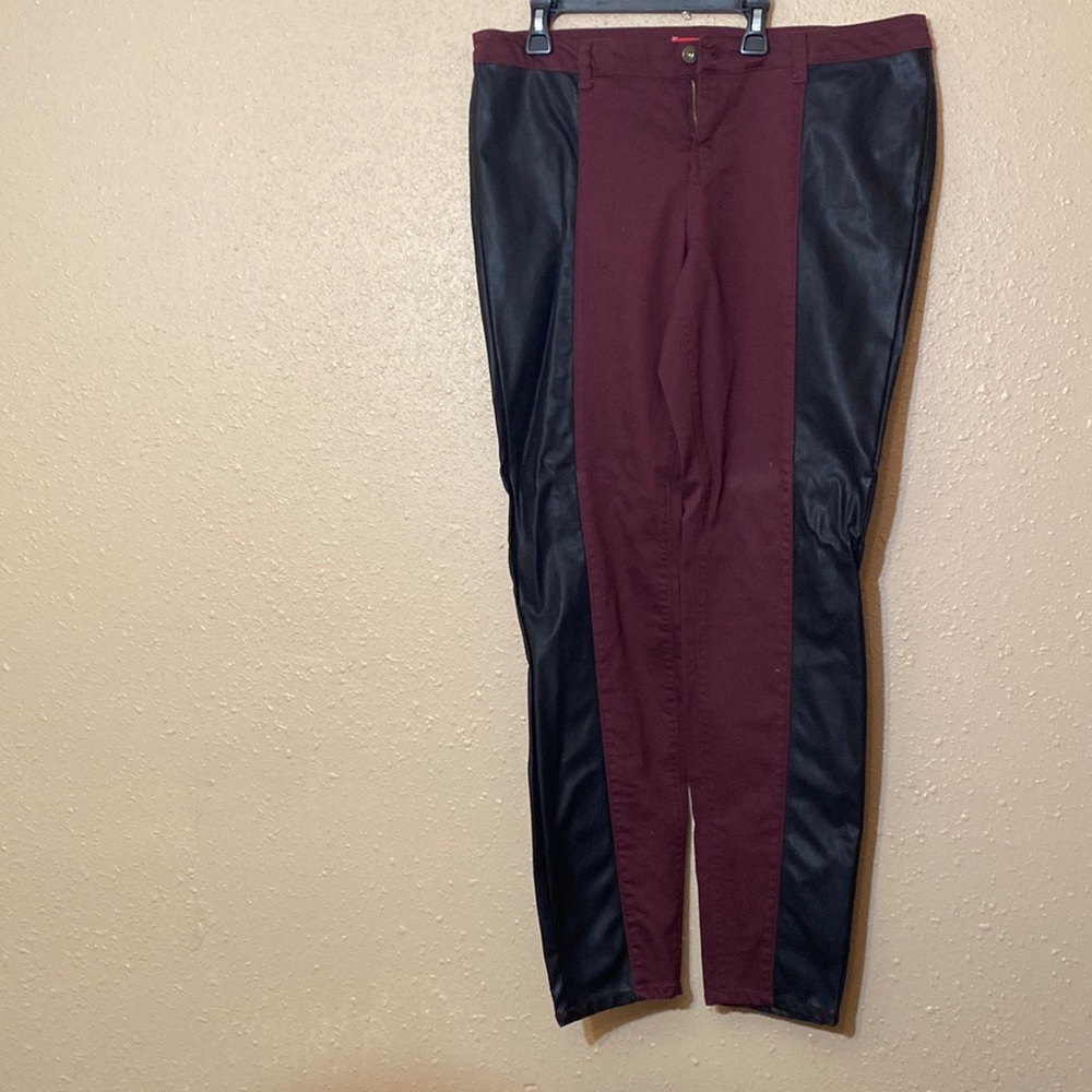 Regular Burgundy and Leather Pants